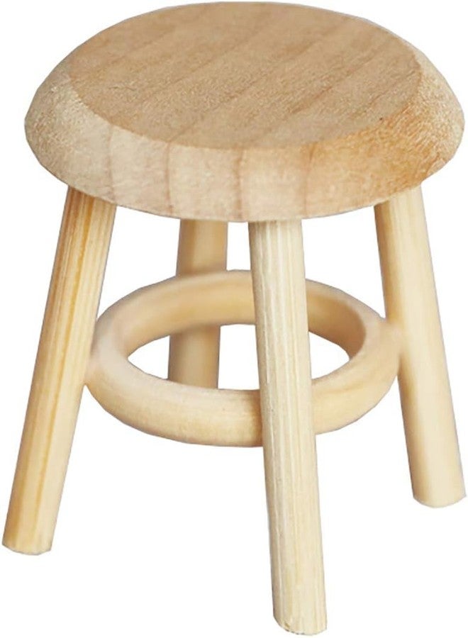 Jizlan Wood Stool Lightweight Mini DIY 1:12 Miniature Dollhouse Stool for Living, Dollhouse Accessories - Image 1